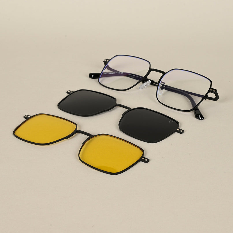 Black Square Clip-On Polarized Eyeglasses - PMG4655