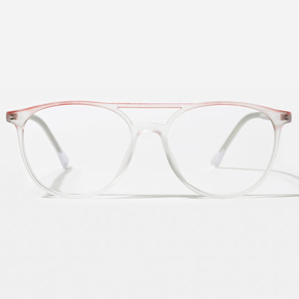 Eyejack Swift Matt Transparent & Red Oval Eyeglasses for Men & Women (MB23002CL140-C5)