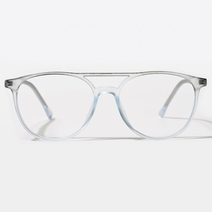 Eyejack Swift Transparent Blue & Grey Oval Eyeglasses for Men & Women (MB23002CL143-C8)