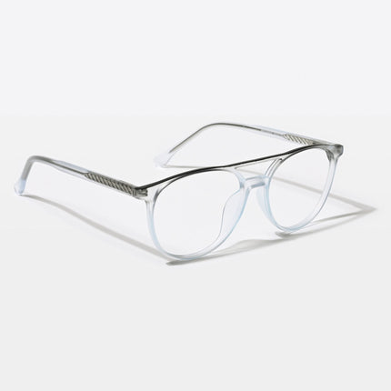 Eyejack Swift Transparent Blue & Grey Oval Eyeglasses for Men & Women (MB23002CL143-C8)
