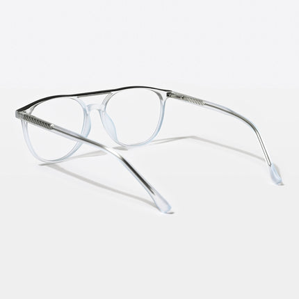 Eyejack Swift Transparent Blue & Grey Oval Eyeglasses for Men & Women (MB23002CL143-C8)