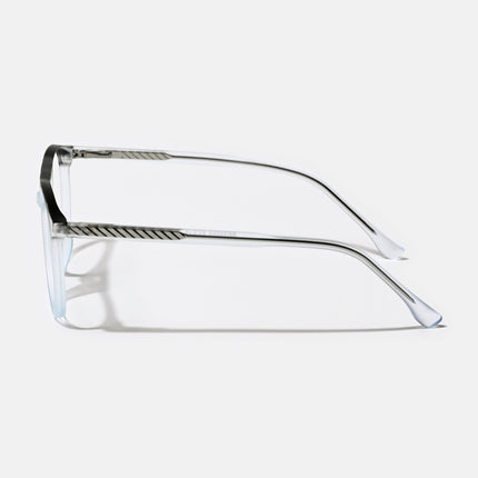 Eyejack Swift Transparent Blue & Grey Oval Eyeglasses for Men & Women (MB23002CL143-C8)