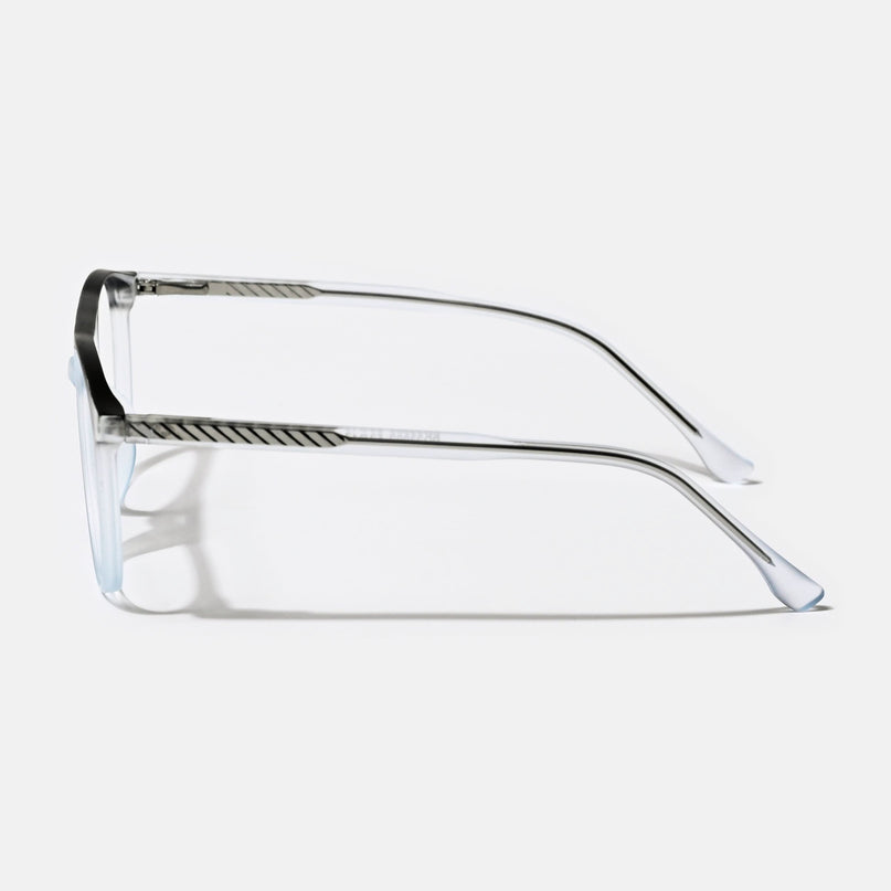 Eyejack Swift Transparent Blue & Grey Oval Eyeglasses for Men & Women (MB23002CL143-C8)