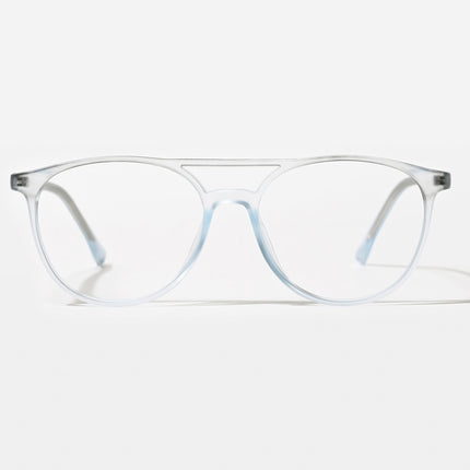 Eyejack Swift Transparent Blue & Black Oval Eyeglasses for Men & Women (MB23002CL142-C7)