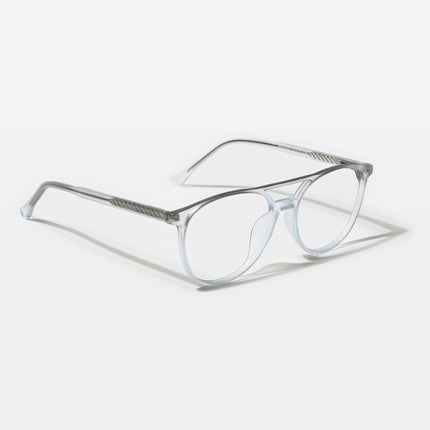 Eyejack Swift Transparent Blue & Black Oval Eyeglasses for Men & Women (MB23002CL142-C7)