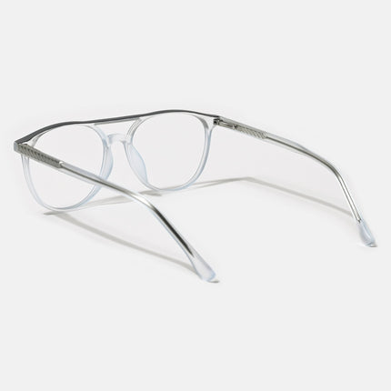 Eyejack Swift Transparent Blue & Black Oval Eyeglasses for Men & Women (MB23002CL142-C7)