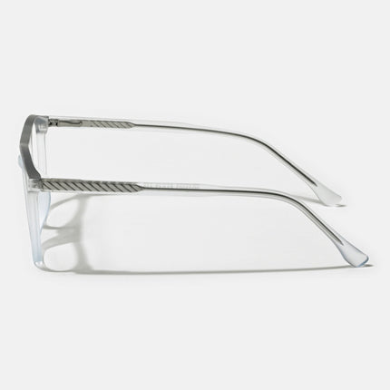 Eyejack Swift Transparent Blue & Black Oval Eyeglasses for Men & Women (MB23002CL142-C7)