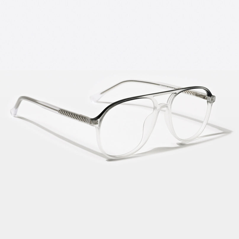 Eyejack Swift Matt Transparent & Black Aviator Eyeglasses for Men & Women (MB23003CL144-C1)