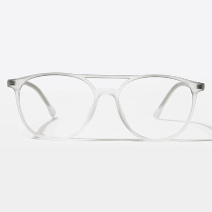 Eyejack Swift Matt Transparent & Grey Round Eyeglasses for Men & Women (MB23002CL137-C2)