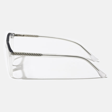 Eyejack Swift Matt Transparent & Grey Round Eyeglasses for Men & Women (MB23002CL137-C2)