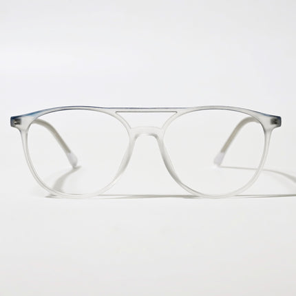 Eyejack Swift Matt Transparent & Blue Oval Eyeglasses for Men & Women (MB23002CL138-C3)