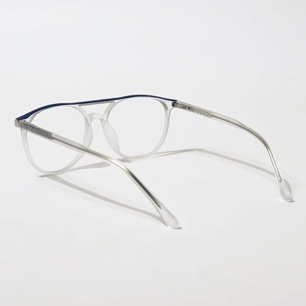 Eyejack Swift Matt Transparent & Blue Oval Eyeglasses for Men & Women (MB23002CL138-C3)