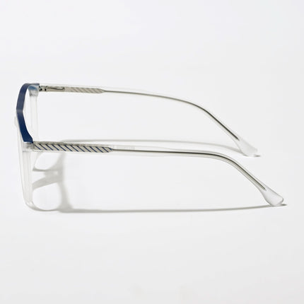 Eyejack Swift Matt Transparent & Blue Oval Eyeglasses for Men & Women (MB23002CL138-C3)