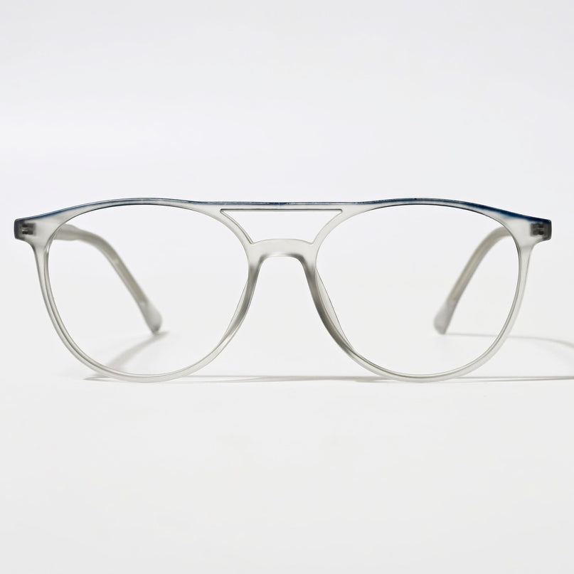 Eyejack Swift Grey & Blue Round Eyeglasses for Men & Women (MB23002CL139-C4)