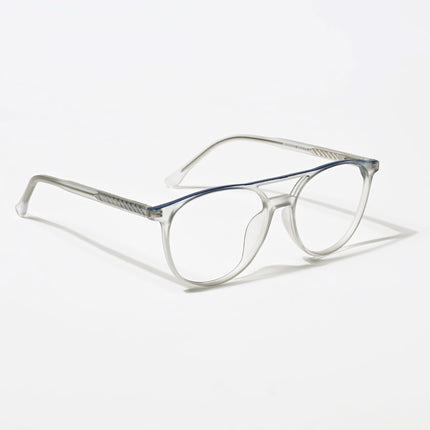 Eyejack Swift Grey & Blue Round Eyeglasses for Men & Women (MB23002CL139-C4)