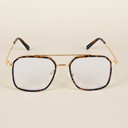 Voyage Maverick Demi Brown & Golden Wayfarer Eyeglasses for Men & Women - MG4722-C2