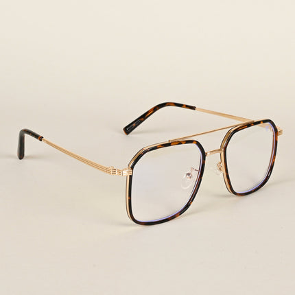 Voyage Maverick Demi Brown & Golden Wayfarer Eyeglasses for Men & Women - MG4722-C2