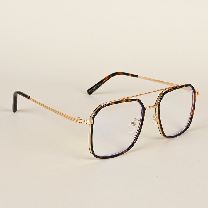 Voyage Maverick Demi Brown & Golden Wayfarer Eyeglasses for Men & Women - MG4722-C2
