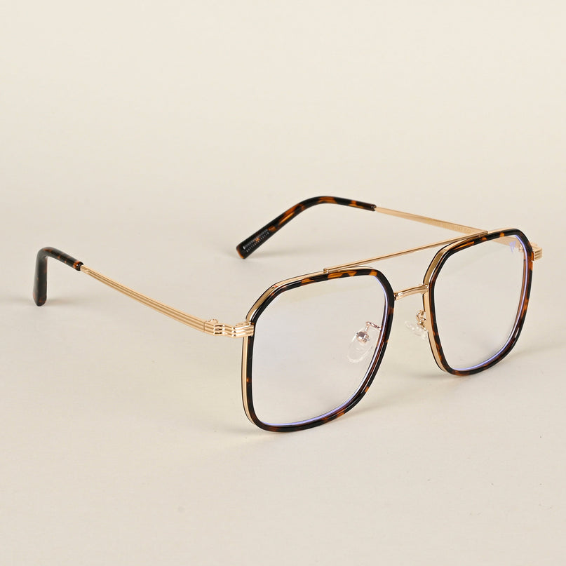Voyage Maverick Demi Brown & Golden Wayfarer Eyeglasses for Men & Women - MG4722-C2