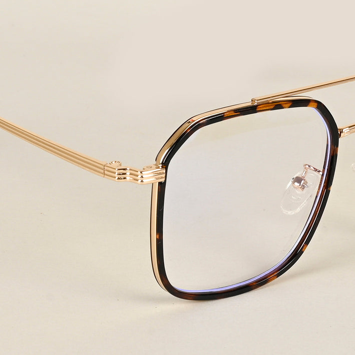 Voyage Maverick Demi Brown & Golden Wayfarer Eyeglasses for Men & Women - MG4722-C2
