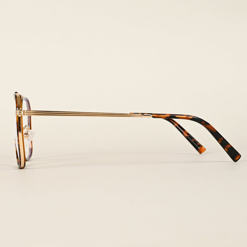 Voyage Maverick Demi Brown & Golden Wayfarer Eyeglasses for Men & Women - MG4722-C2