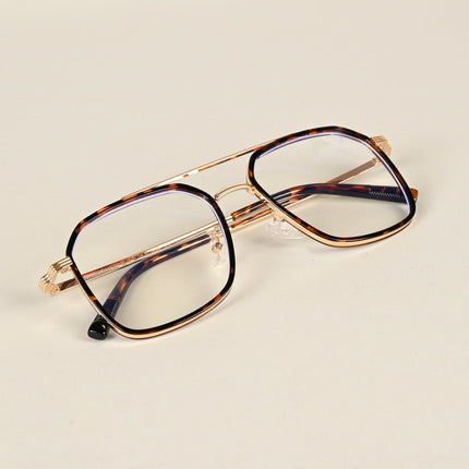 Voyage Maverick Demi Brown & Golden Wayfarer Eyeglasses for Men & Women - MG4722-C2