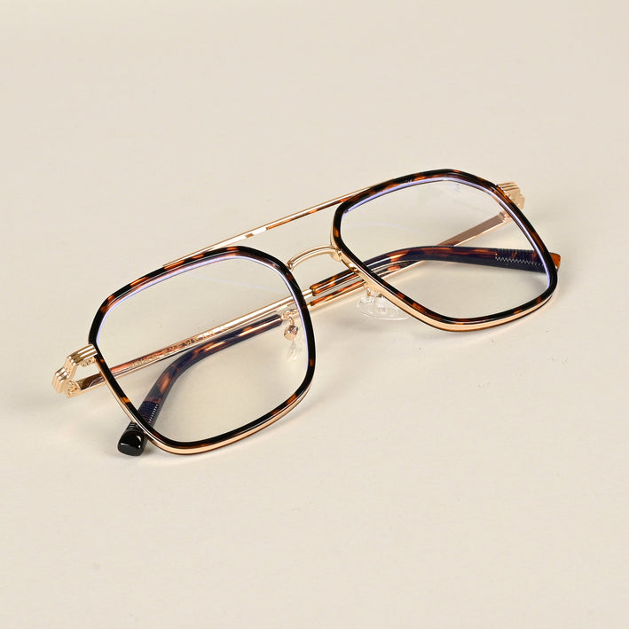 Voyage Maverick Demi Brown & Golden Wayfarer Eyeglasses for Men & Women - MG4722-C2