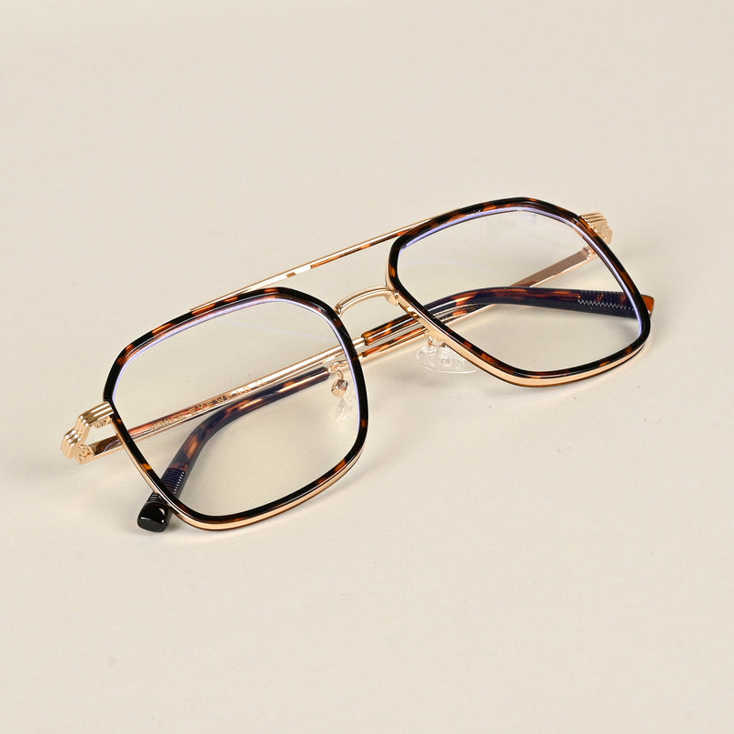Voyage Maverick Demi Brown & Golden Wayfarer Eyeglasses for Men & Women - MG4722-C2