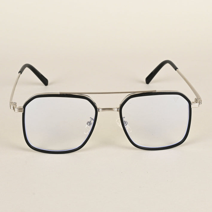 Voyage Maverick Black & Silver Wayfarer Eyeglasses for Men & Women - MG4718-C3