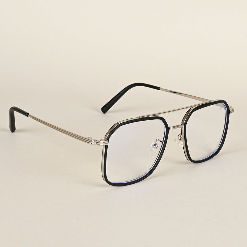 Voyage Maverick Black & Silver Wayfarer Eyeglasses for Men & Women - MG4718-C3