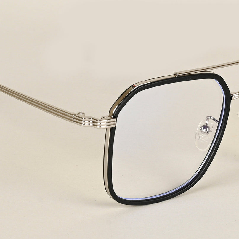 Voyage Maverick Black & Silver Wayfarer Eyeglasses for Men & Women - MG4718-C3