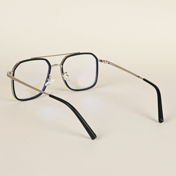 Voyage Maverick Black & Silver Wayfarer Eyeglasses for Men & Women - MG4718-C3