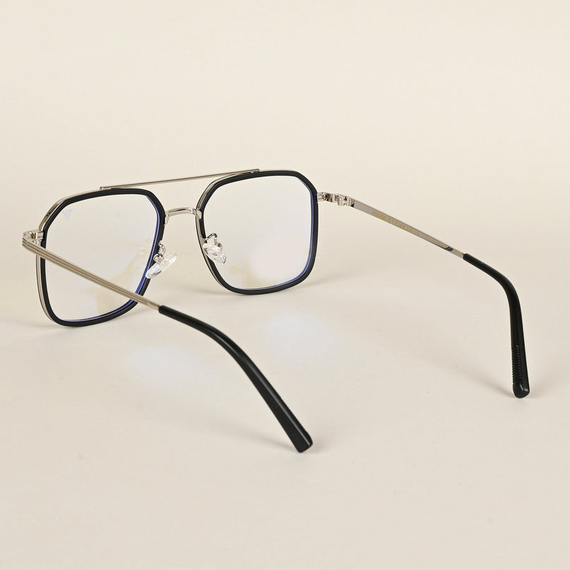 Voyage Maverick Black & Silver Wayfarer Eyeglasses for Men & Women - MG4718-C3