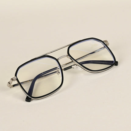 Voyage Maverick Black & Silver Wayfarer Eyeglasses for Men & Women - MG4718-C3