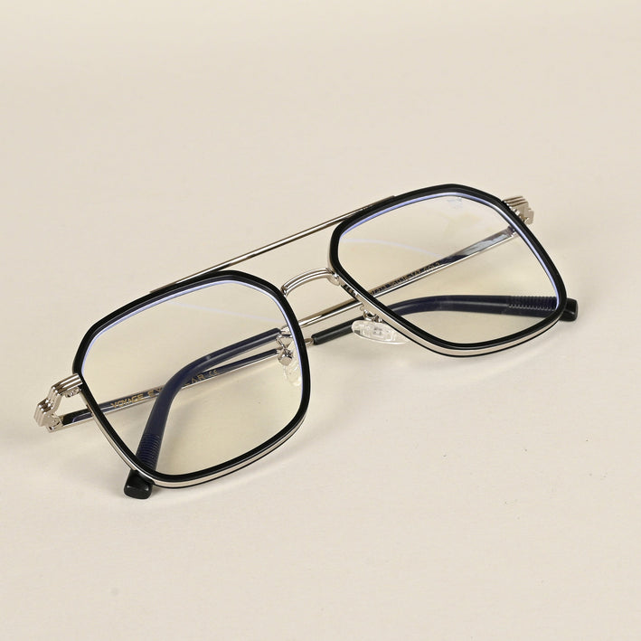Voyage Maverick Black & Silver Wayfarer Eyeglasses for Men & Women - MG4718-C3