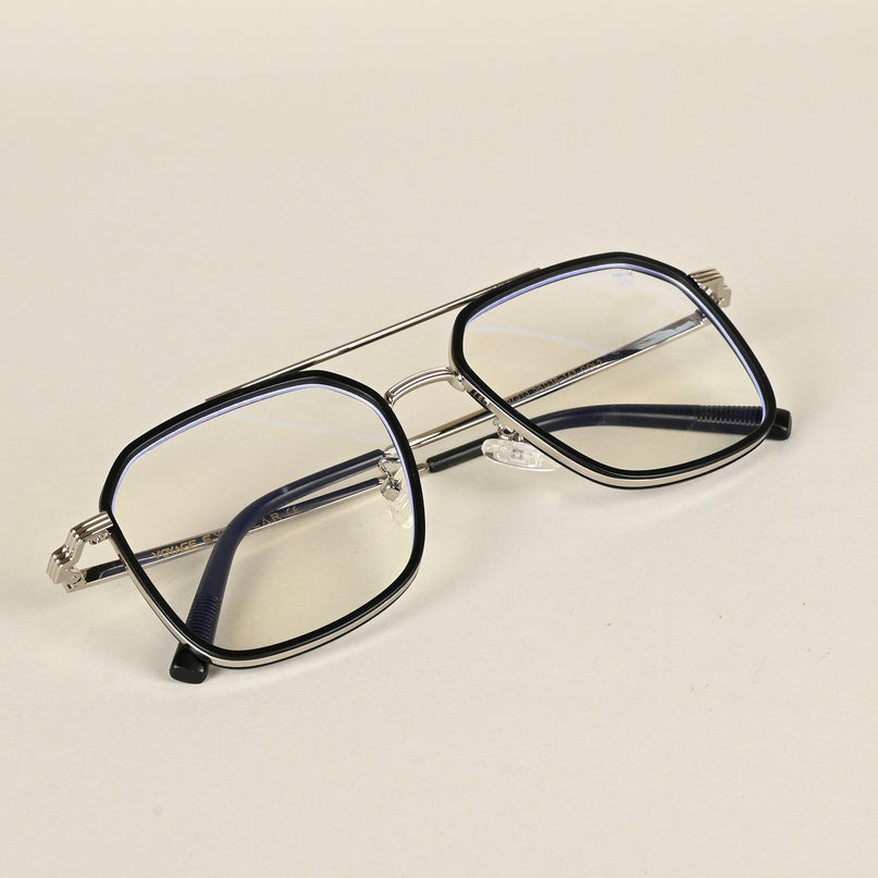 Voyage Maverick Black & Silver Wayfarer Eyeglasses for Men & Women - MG4718-C3