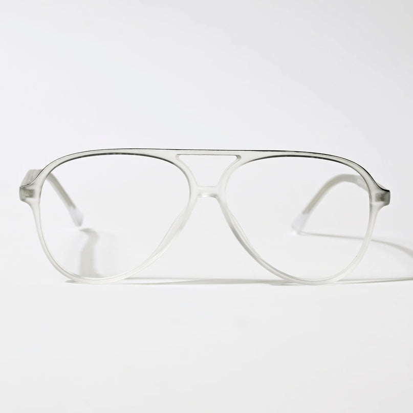 Eyejack Swift Matt Transparent & Black Aviator Eyeglasses for Men & Women (MB23005CL160-C1)