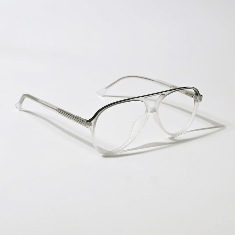 Eyejack Swift Matt Transparent & Black Aviator Eyeglasses for Men & Women (MB23005CL160-C1)