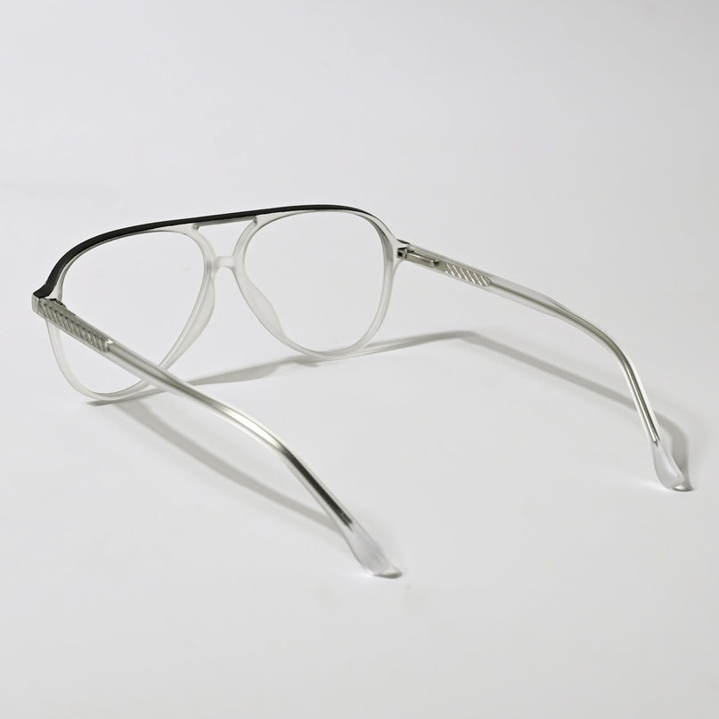 Eyejack Swift Matt Transparent & Black Aviator Eyeglasses for Men & Women (MB23005CL160-C1)