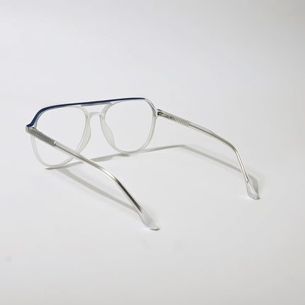 Eyejack Swift Matt Transparent & Blue Aviator Eyeglasses for Men & Women (MB23004CL154-C3)