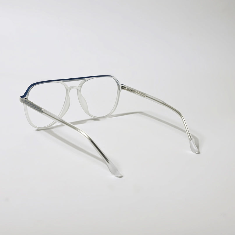 Eyejack Swift Matt Transparent & Blue Aviator Eyeglasses for Men & Women (MB23004CL154-C3)