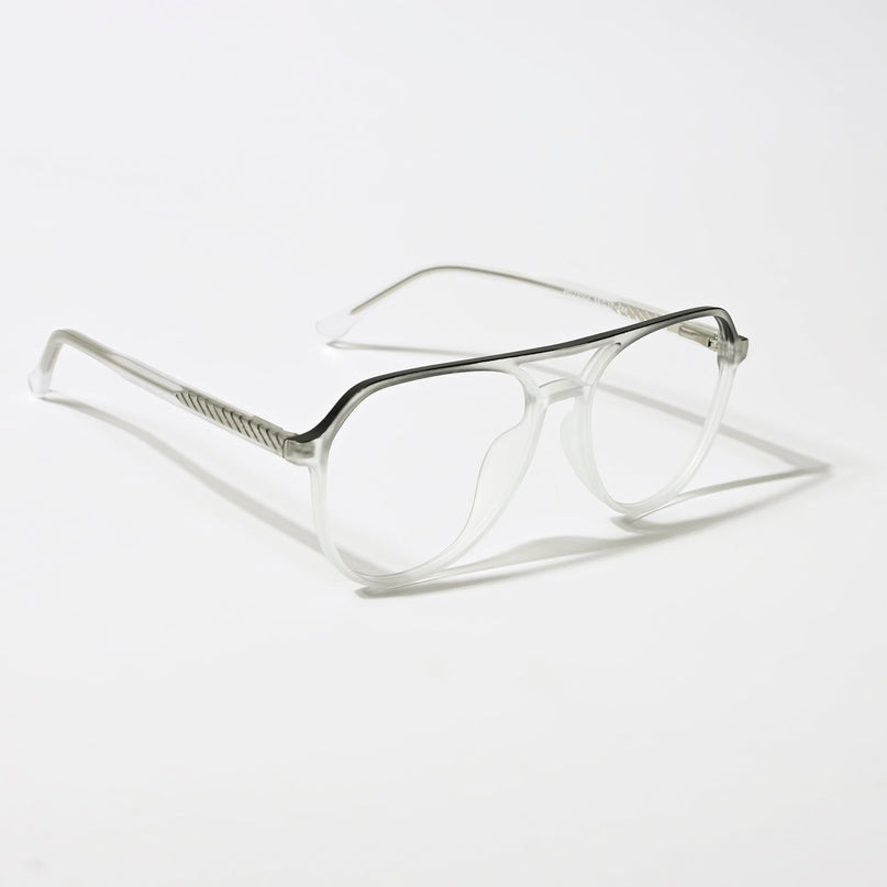 Eyejack Swift Matt Transparent & Black Aviator Eyeglasses for Men & Women (MB23004CL152-C1)