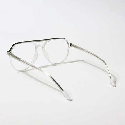 Eyejack Swift Matt Transparent & Black Aviator Eyeglasses for Men & Women (MB23004CL152-C1)