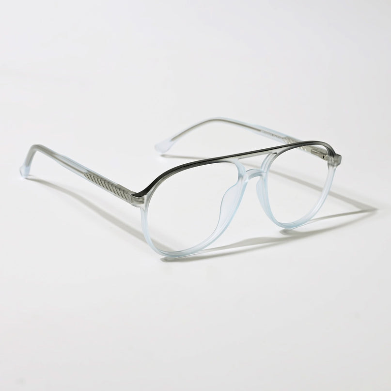 Eyejack Swift Transparent Blue & Black Aviator Eyeglasses for Men & Women (MB23003CL150-C7)