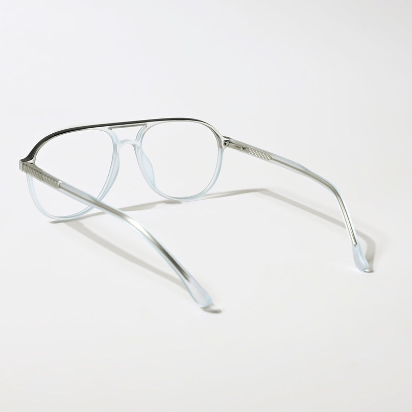 Eyejack Swift Transparent Blue & Black Aviator Eyeglasses for Men & Women (MB23003CL150-C7)
