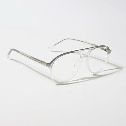 Eyejack Swift Matt Transparent & Grey Aviator Eyeglasses for Men & Women (MB23003CL145-C2)