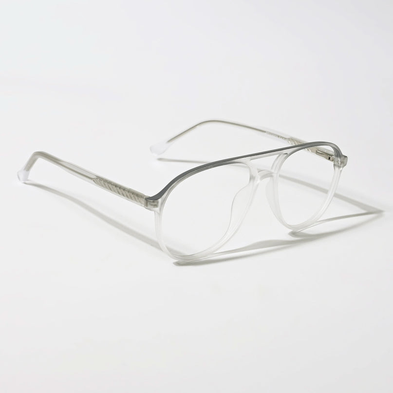 Eyejack Swift Matt Transparent & Grey Aviator Eyeglasses for Men & Women (MB23003CL145-C2)