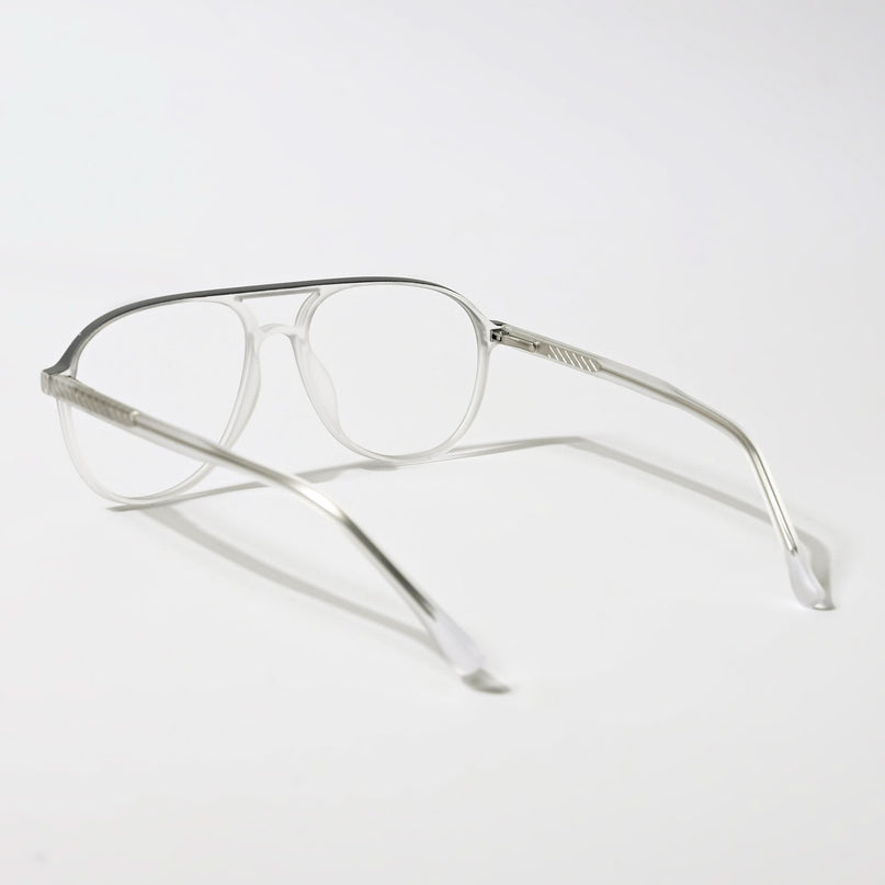 Eyejack Swift Matt Transparent & Grey Aviator Eyeglasses for Men & Women (MB23003CL145-C2)
