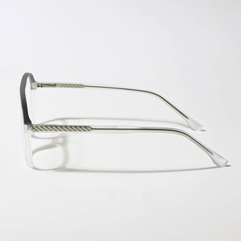 Eyejack Swift Matt Transparent & Grey Aviator Eyeglasses for Men & Women (MB23003CL145-C2)