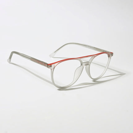 Eyejack Swift Grey & Red Oval Eyeglasses for Men & Women (MB23002CL141-C6)